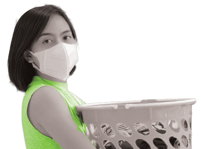 Woman with laundry